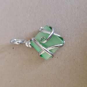 Abstract Glass Necklace Charm Green